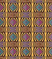 Abstract psychedelic geometric shape seamless pattern background. Vibrant colorful ethnic tribal stripes design. Use for fabric, textile, interior decoration elements, upholstery, wrapping. vector
