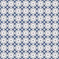 Geometric flower shape line grid seamless pattern monochrome blue color background. Simple Sino-Portuguese, Peranakan pattern. Use for fabric, textile, interior decoration elements, upholstery. vector