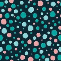 Abstract random geometric irregular circle shape seamless background. Dark natural green pink color organic pattern. Use for fabric, textile, cover, interior decoration elements, wrapping. vector