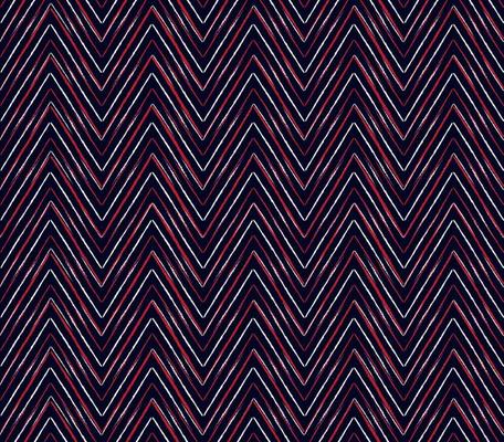 Ikat ethnic red and white color thin line strokes zig zag seamless pattern on dark blue background. Use for fabric, textile, interior decoration elements, upholstery, wrapping.