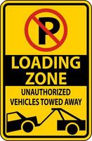 No Parking Loading Zone Sign On White Background vector