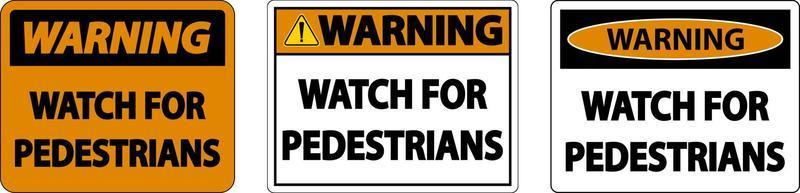 reloj de advertencia para peatones signo de etiqueta sobre fondo blanco
