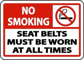 No Smoking Seat Belts Worn Label Sign On White Background vector