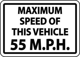 Maximum Speed 55 MPH Label Sign On White Background vector