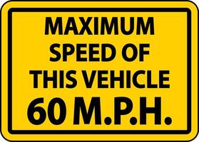 Maximum Speed 60 MPH Label Sign On White Background vector