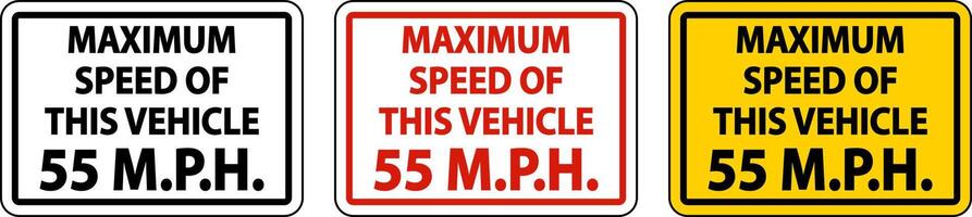 Maximum Speed 55 MPH Label Sign On White Background vector