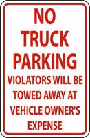 No Truck Parking Violators Towed Sign On White Background vector