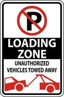 No Parking Loading Zone Sign On White Background vector
