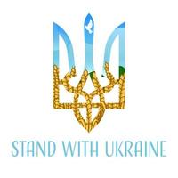 escudo de ucrania con trigo y paloma de la paz