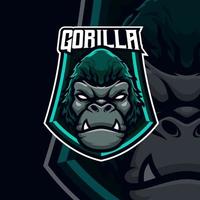 plantilla de logotipo de mascota de juego gorilla esport vector
