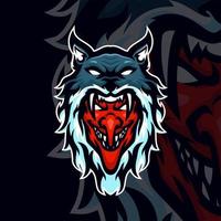 plantilla de logotipo de mascota de juego de esport de lobo de diablo vector