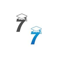 Number 7 graduation cap concept design vector