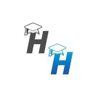 Letter H graduation cap concept design vector