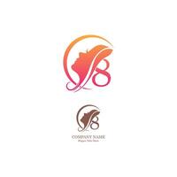 Beautiful face logo number 8 icon in front  design vector