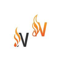 Letter N and fire waves, logo icon concept design vector