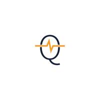 Letter Q icon logo combined with pulse icon design vector