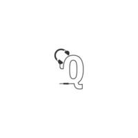 Letter Q and podcast logo vector