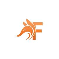 combinación de icono de cabeza de zorro con diseño de icono de logotipo de letra f