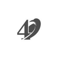 Number 4 and crow combination icon logo design vector