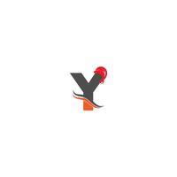 Letter Y Santa hat concept design vector