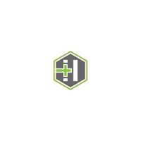 logotipo de letra h cruzada, letra cruzada médica vector