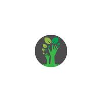 Hand green leaf logo icon vector