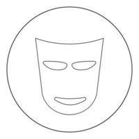 icono de máscara de teatro color negro en círculo vector