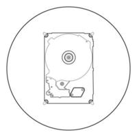 Hard drive disk icon black color in circle vector
