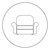 sillón, icono, negro, color, en, círculo vector