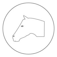 Horse head icon black color in circle vector