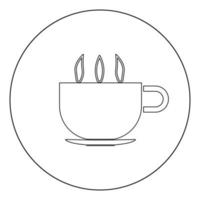 Cup with hot tea or coffee icon black color in circle vector