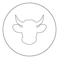 Cow head icon black color in circle vector