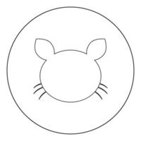 Cat head icon black color in circle vector
