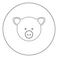 Pig head icon black color in circle vector