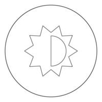 Brightness and contrast setting icon black color in circle vector