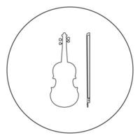 icono de violín color negro en círculo vector