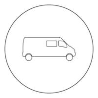icono de minibús color negro en círculo vector
