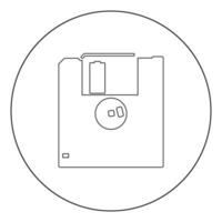 Floppy disk icon black color in circle