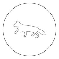 Fox of silhouettes icon black color in circle vector