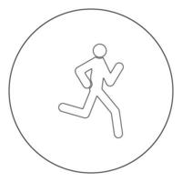 hombre corriendo - icono de palo color negro en círculo vector