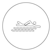 Swimming person stick icon black color in circle vector