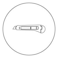 icono de cuchillo de papel color negro en círculo vector
