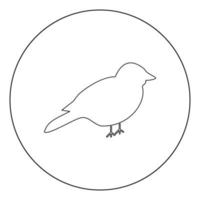 icono de pájaro color negro en círculo vector