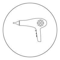 Blow dryer . Hair dryer icon black color in circle vector