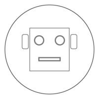 Robot head icon black color in circle vector
