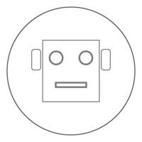 icono de cabeza de robot color negro en círculo vector