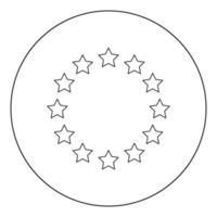 Stars in circle icon black color in circle vector