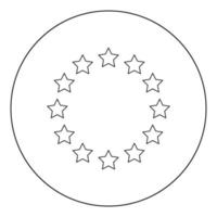 Stars in circle icon black color in circle vector