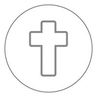 Church cross icon black color in circle vector