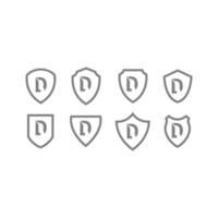 letter D on the shield logo icon vector